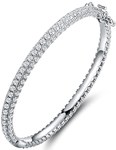 Barzel 18K Gold Plated Crystal Bling Eternity Bangle Bracelet (Silver)