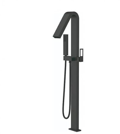 IMEX - Grifería exenta de bañera con mango de ducha - grifo de pie para bañera - Monomando Baño-Ducha A Suelo SERIE SUECIA BBEC32/NG Negro mate