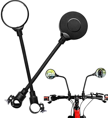 Confezione da 2 specchietti convessi HD per bicicletta, specchietti per manubrio della bicicletta, specchietti tubolari in alluminio, regolabili, accessori per bicicletta, per mountain bike