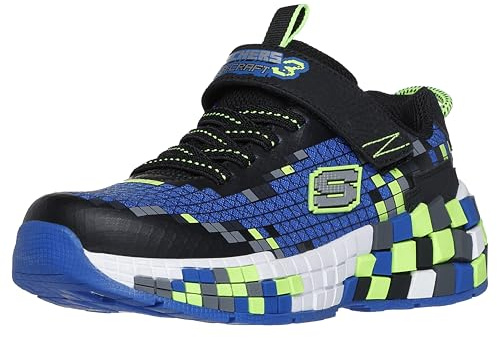 Skechers Mega-Craft 3.0 Sneaker, Black/Blue/Lime, 1.5 US Unisex Little Kid