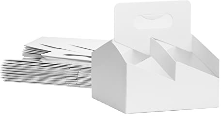 Kraft Cofee Drink Carrier with Handle - 30 Pack 4 Cup Kraft Paperboard Cup Holder Bulk Disposable Cardboard Drink Carrier for 12-32 OZ Drinks, Takeout, Candy, Cafe and Restaurant Food Service Delivery