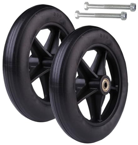 BEEGMA 2 Pezzi Sedia a Rotelle Ruota Anteriore Antiscivolo 14/15/17/20/19cm Ruote di Ricambio Manuale Nere (6in/14cm)