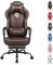 Gaming Chair with Footrest, Computer Chair Gamer Chairs, Big and Tall Office Chairs Lumbar Support Height Adjustable Task Chair with 360°-Swivel Seat and Headrest for Adults-Brown