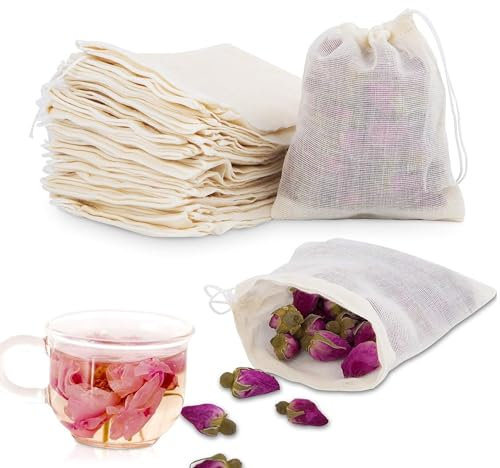 Cotton Muslin Drawstring Bags - 30 Pack Reusable Mesh for Store Spices, Crafts, Soap or Slag Filtration, Soaking Medicinal Liquor (3 Sizes)