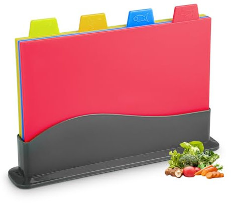 4 Pezzi tagliere da cucina – taglieri cucina – tset taglieri cucina – lavabile in lavastoviglie e senza BPA – plastica reversibile – 30×23.5cm（4 colori）