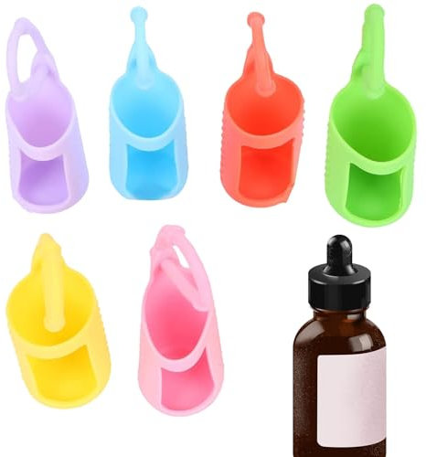 Manicotti per bottiglie in silicone per viaggi, portabottiglie di olio in silicone,Set di 6 manicotti per bottiglia contagocce in silicone - Con di fissaggio, portabottiglie di olio d