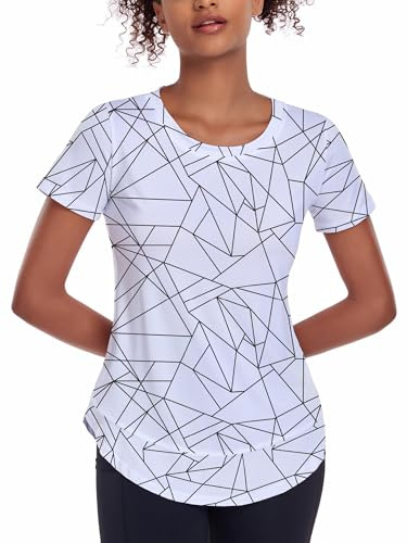 Deaviya Kvinnors Sport T-shirts, Skjortor Gym Yoga T-Shirts, Fitness Löpning Sport T-Shirt Kvinnor, Kortärmad Rund Hals T-Shirt Dam
