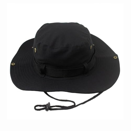 ATSNOSH Chapeau de Pêcheur, Chapeau Safaril Homme Femme, Bobs Homme, Bush Chapeaux, Chapeau de Soleil, Pliable, Sangle de Menton Réglable, Protection UV (FR/ES, Alpha/Lettres, Taille Unique, Noir)