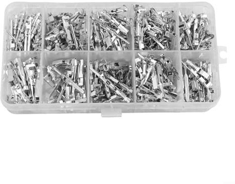 Springwillfly Tinned Copper Car Electrical Wire Terminals 290 Pcs Automotive Electrical Connectors Kit 1.5mm Terminals Wire Connector Wiring Harness Kit Crimp Terminal For 22-12 Gauge