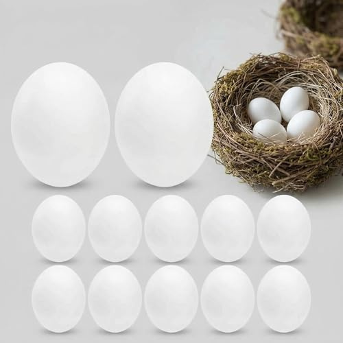 BESTonZON Uova di uccelli artificiali 12 pezzi in plastica stabile realistica Simulazione Uova Da Cova Per Pappagalli E Inseparabile Ambiente Nido Naturale Accessori Uccelli
