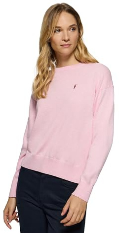 Polo Club Jersey de Punto con Cuello Redondo y Logo para Mujer - 100% algodón