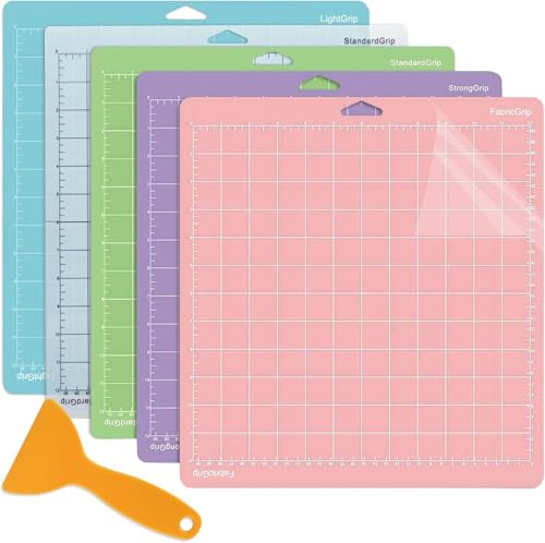 Tapete de Corte para Cricut Maker 4/Maker 3/Explore 3/Air 2/Air/One, NICKLIN 5 Alfombrillas de Corte Adhesivas para Cricut - StandardGrip, LightGrip, StrongGrip, FabricGrip 12x12