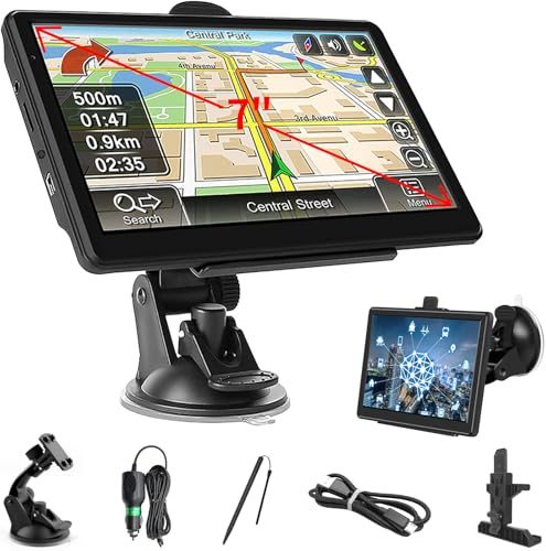 7 Inch Sat Navs, GPS Navigator Sat Nav for Car, Truck, Buses with 2025 UK Maps, Lifetime Free Updates, Real-Time Voice Guidance, Speed Camera Alerts, Lane Assist, and Comprehensive POI
