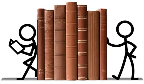 TWINKLEMON 1 Pair Book Ends for Shelves, Black Metal Bookends, Cute Person Book Holder Supports, Quirky Heavy Books Organiser Stopper for Home Office Bookworms Gift Bookshelf Accessories(Person)