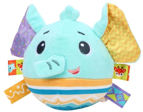Riuulity Pelota Sensorial para bebé, Sonajero Infantil con Sonido Arrugado, Juguete de Peluche Musical Relajante para Recién Nacidos, Peluche Suave, Juguete para Recién Nacido (elefante)