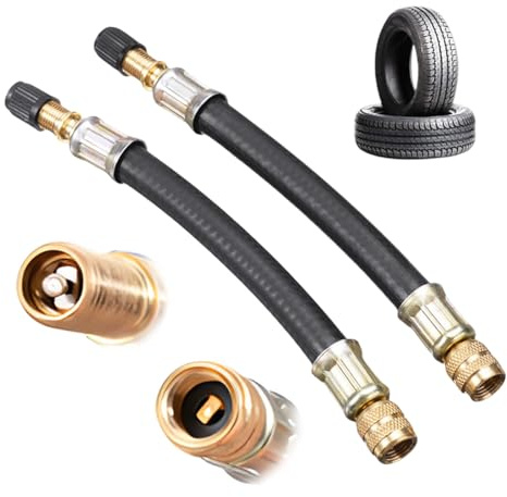 YAZWUR 2 PCS Extensores Flexibles de Válvula de Neumático, Adaptador de Válvula con Tapa Protectora, Extensión de Válvula para Coche, Scooter, Bicicleta (100mm)