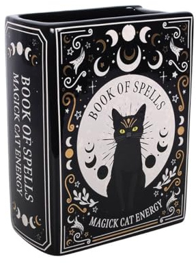 Something Different Black Cat Magick Book Shaped Flower Vase