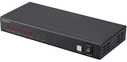 Monoprice Blackbird 4K 2x4 HDMI Splitter and Switch - Dolby Vision and Dolby TrueHD Support, Built in Automatically Adjusting Amplifier, 4K@60Hz, HDCP 2.2, Black