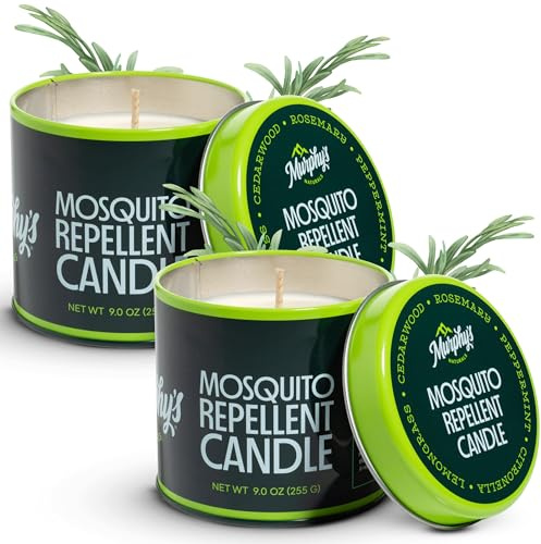 Murphy's Naturals Mosquito Repellent Candle | DEET Free | Made with Plant Based Essential Oils and a Soy/Beeswax Blend | 30 Hour Burn Time | 9oz | 2 Pack