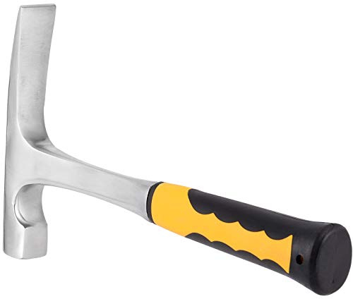 ZEONHAK 32 OZ 12 Inches Rock Pick Hammer with Skid Handle, All Steel Drop Forged Masonry Hammer, Geologist Hammer with Blunt Head and Non-Slip Shock Absorbing Grip for Mining