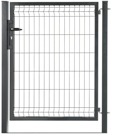 EASY CLOTURE Portillon grillagé en Acier galvanisé Maille 200 x 50 occultable Passage 1m x H 1m60 Gris Anthracite