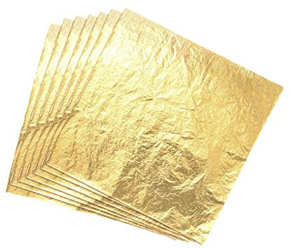 Blätter Blattgold Imitation,100 Blatt Goldfolien Kupferblattfolie Blätter für Nagelkunst DIY Gemälde Basteln Dekoration