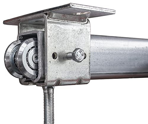 ATTAS Basic-Line Roulette à rouleaux pour portail coulissant suspendu jusqu'à 75 kg - Avec fixation au plafond - 2 m de longueur - Galvanisé - Chariot avec roulement à billes - ATTAS Basic-Line (2 m