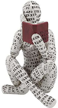 Ornamento di Figura, Scultura di Figura, Figura Scolpita Dipinta a Mano, Statuetta di Donna di Lettura Semplice Artigianato Decorativo da Scrivania Personalizzato, Ornamenti da Scaffale per La Casa(A)