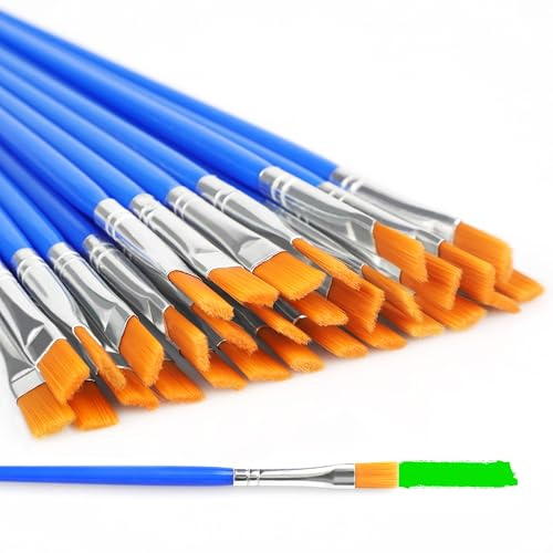 Halobios 30-teiliges Pinselset, Flache Nylon Acrylfarben Pinsel für Erwachsene und Kinder, eignen Sich für Ölgemälde, Aquarell, Körpermalerei, Keramikmalerei, Zeichnen und Künstlerbedarf.