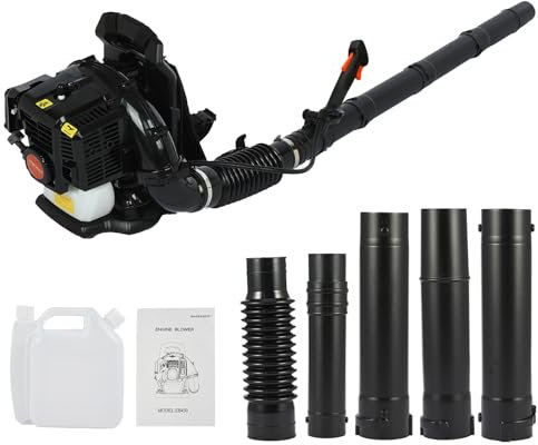 Souffleur de Feuilles à Dos Essence 52CC, Souffleur de Jardin Thermique avec Conception Ergonomique et Bretelles Rembourrées, Souffleur de Neige et Débris pour Terrasse, Allées (Noir)
