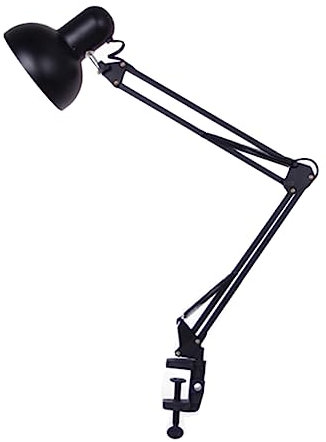 HOMSFOU Lámpara De Mesa Con Abrazadera De Brazo Oscilante Negro Luz De Oficina Y Estudio Para Superficies Verticales Y Horizontales Sin Bombilla