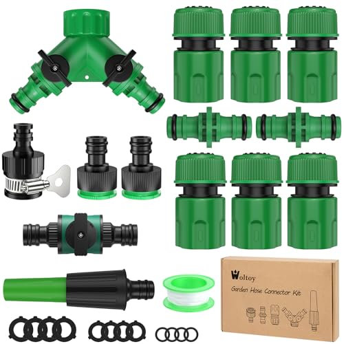 15 Piezas Conectores para Mangueras de Jardín, Accesorios de Manguera Conector Rápido sin Fugas, Adaptador de Manguera para Cocina, Jardinería y Lavado de Coches