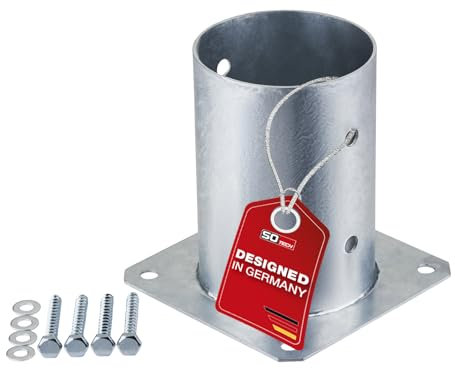 SOTECH ancoraggio a terra da avvitare, tondo Ø 100 mm, altezza 152 mm, acciaio zincato a caldo, supporto a terra per legname tondo - ideale per giardino o terrazzo