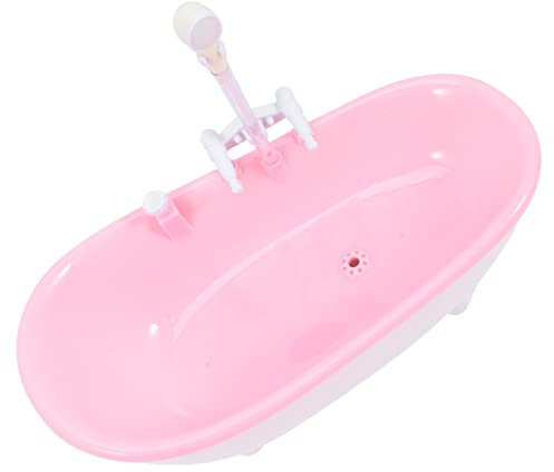BRIGHTFUFU Mini Bañera para Muñecas Rociador Eléctrico de Plástico para Niños, Juguete de Simulación y Decoración en Miniatura, Funciona 3 Baterías AAA