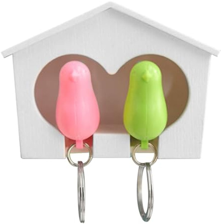 Fruusv , nichoir à oiseaux avec 2 , support mural, solution de rangement décorative, idéal pour l'entrée, l'appartement, les espaces de vie, 9,4 x 6,4 x 4,4 cm