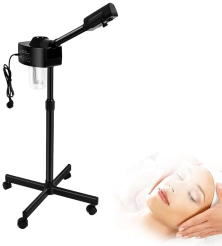 Vaporizzatore viso 800 W, girevole a 360 gradi, vaporizzatore 2 in 1 ozono con asta retrattile, sauna facciale per spa, salone e casa (nero)