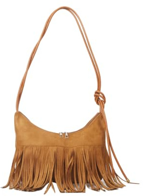CORIOS Vintage Sac à Main à Franges Femme Sacs Portés Épaule à Glands Sac à Bandoulière Messager en Daim Western Hippie Sac D'épaule Fourre-Tout Rétro Élégant Travail Voyage Achats Cabas Hobo Marron