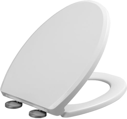 Abattant de WC à fermeture douce, couvercle de toilette en plastique en forme V, siège à dégagement rapide facile installer et nettoyer, fixation supérieure blanche avec charnières réglables