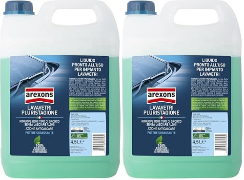 AREXONS LAVAVETRI PLURISTAGIONE -3.5 °C Liquido lavavetri auto 4.5 l per tergicristalli pronto all'uso, detergente vetri, azione sgrassante, rimuove ogni tipo di sporco, azione anticalcare