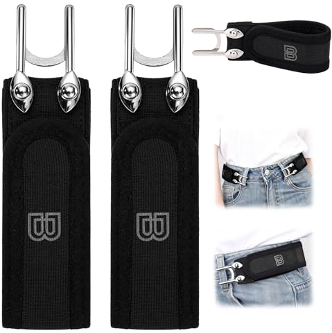 Sinbana 2uds Cinturón Elástico con Gancho de Metal, Correa Cintura Ajustable Invisible Sin Hebilla Unisex para Trabajo Exteriores (Estilo de la Letra B)