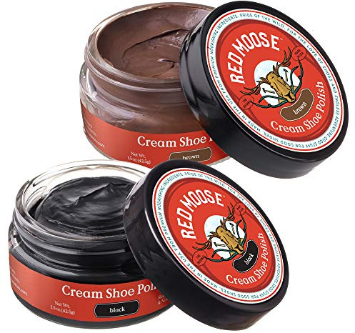 RED MOOSE Premium Black and Brown Boot and Shoe Cream Polish - Shoe Polish Made in the USA