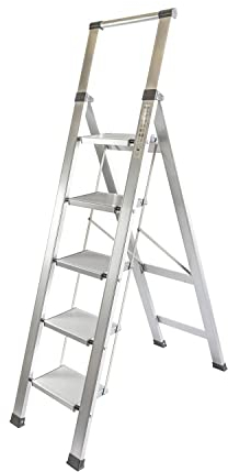 Homelux 710028 Escalera Domestica Plana, Aluminio, 5 Peldaños