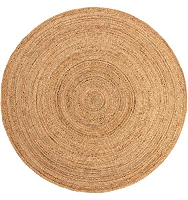 benuta Pure Jute Teppich Jutta - Natur Rund 120 cm - Handgewebter Wohnzimmerteppich - Natürliches Boho Design - Für Fußbodenheizung geeignet