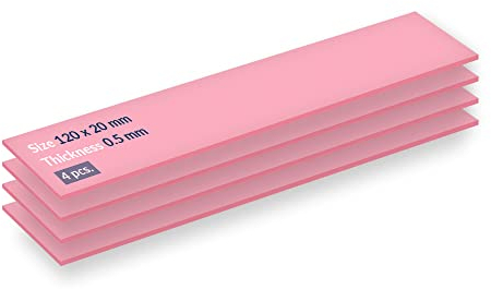 ARCTIC Thermal Pad Basic, 4 Pezzi (120 x 20 x 0,5 mm) - Materiale APT2012, Gap Filler, Manipolazione sicura, Antiaderente, Facile da Applicare, Rimuovere e riposizionare - Rosa