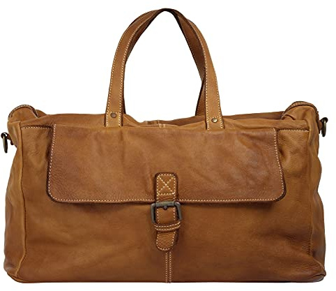 Cluty Reisetasche Echt Leder Herren Made in Italy, Smartphonefach, Handgepäck Tasche, Sporttasche aus italienischem Leder, Umhängetasche mit Reißverschluss 021141