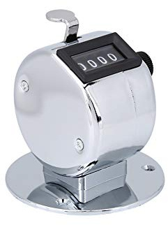 Compteur à Cliquet Manuel 4 Chiffres, Acier Inoxydable, Argenté, avec Bague, pour Compter et Enregistrement en Atelier