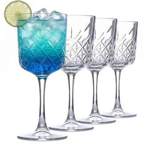 Vintage Coupe Glasses Set of 4 – 11oz Cocktail & Champagne Glasses, Elegant Crystal Design Stemmed Bar Glassware for Espresso Martini, Cosmopolitan, Sparkling Wine, Red&White Wine, Dishwasher Safe