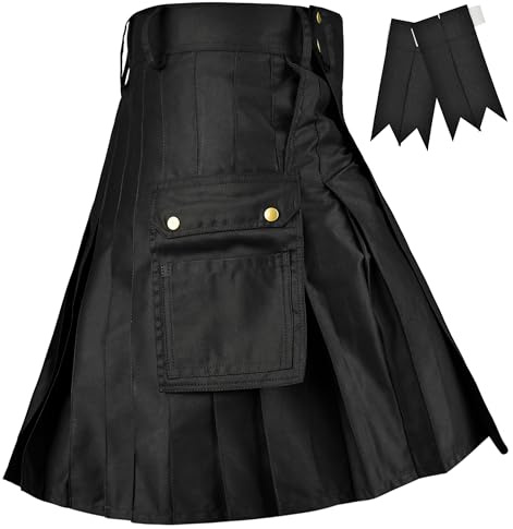 Mens Kilt Scottish Phantom Utility Kilts for Men Traditional Highland Costume Kilts with Cargo Pockets