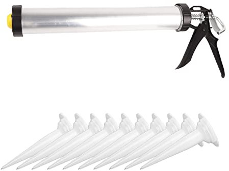 Pistola De Calafateo, Pistola De Calafateo De Sellador Antigoteo, Pistola De Calafateo De Silicona De Tubo De Aluminio, Herramienta De Calafateo De 600 Ml Con 10 Boquillas, Aplicador Profesional