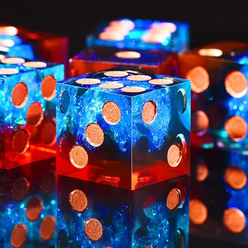 SIQUK Lot de 6 dés à 6 côtés - 16 mm - Dés de jeu DND pour donjons et dragons RPG MTG - Rouge flamme et bleu glacier